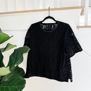 Madewell Black Lace Top Size XL